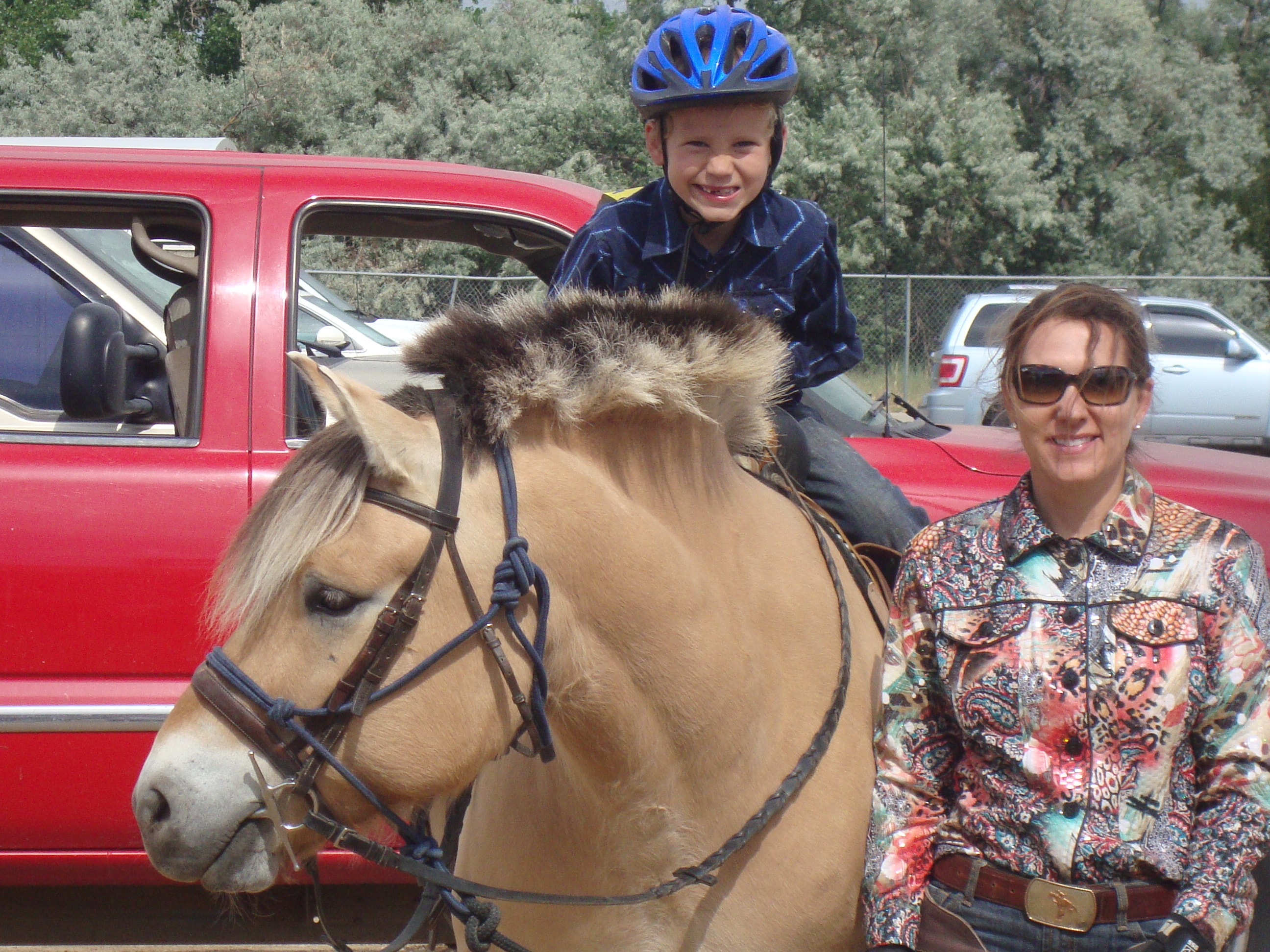 Shari MacCallum riding a Norwegian Fjord horse